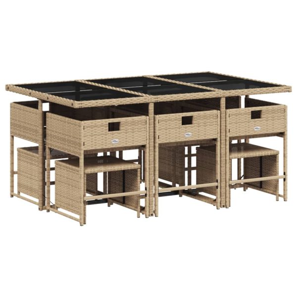 Set Pranzo Da Giardino 11 Pz Con Cuscini Beige Misto Polyrattan - Image 5