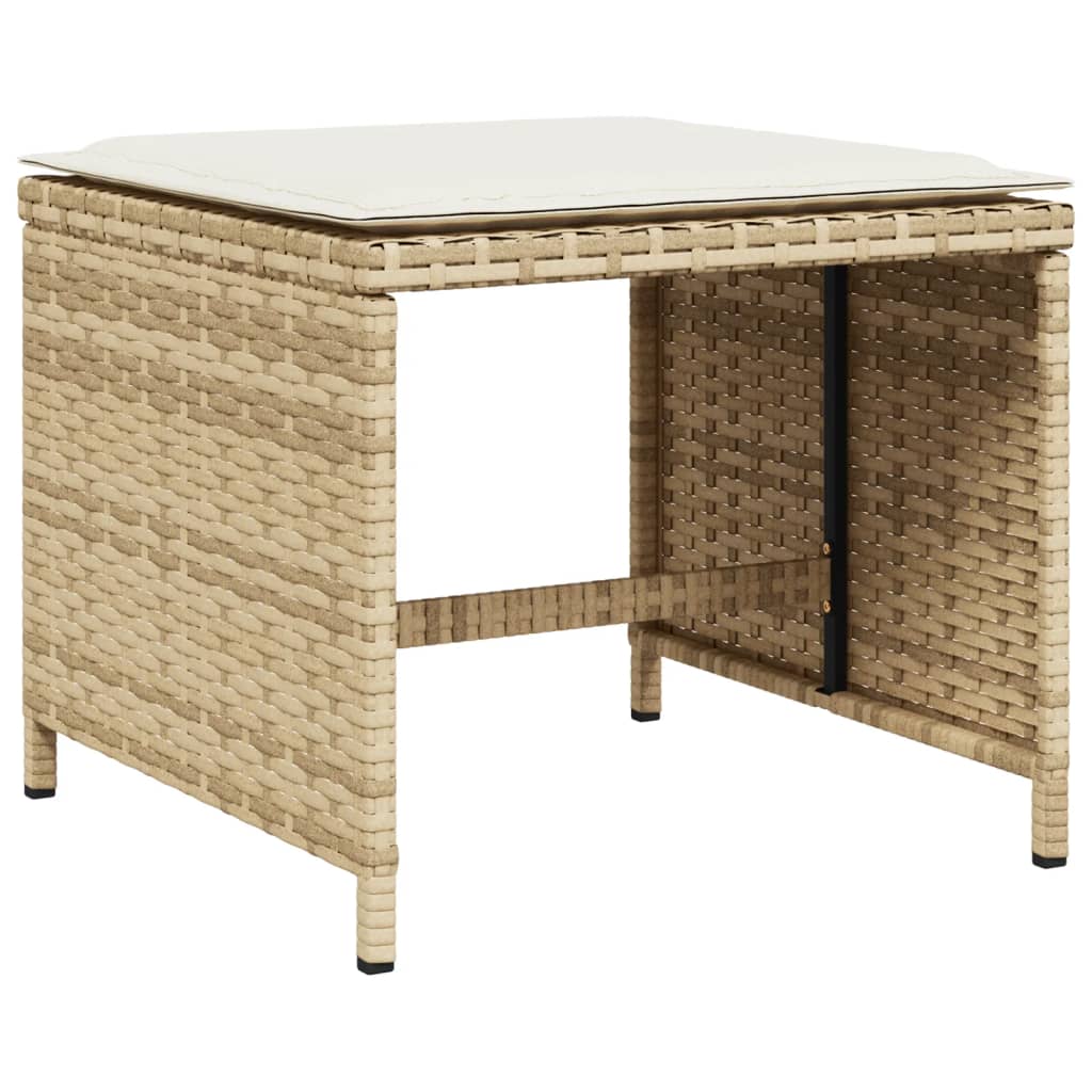 Set Da Pranzo Da Giardino 15 Pz Con Cuscini Beige In Polyrattan - Image 3