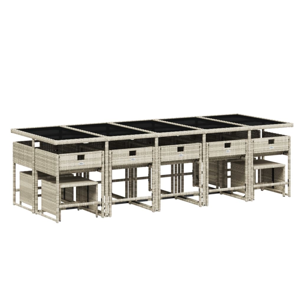 Set Da Pranzo Da Giardino 15 Pz Con Cuscini Grigio Polyrattan - Image 4