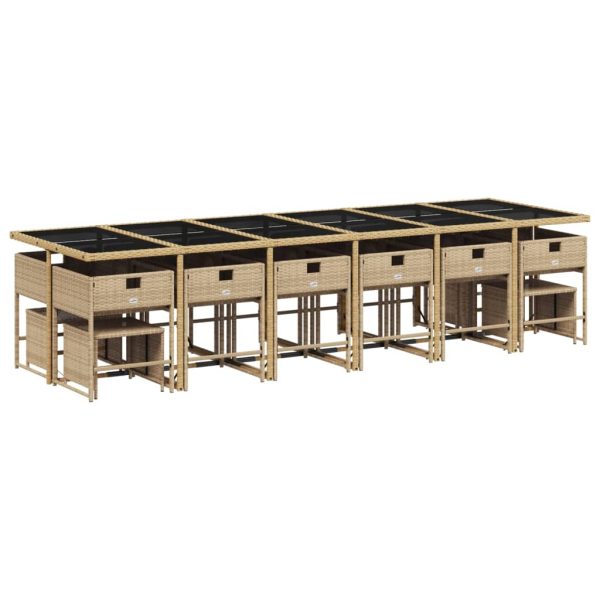 Set Da Pranzo Da Giardino 17 Pz Con Cuscini Beige In Polyrattan - Image 5
