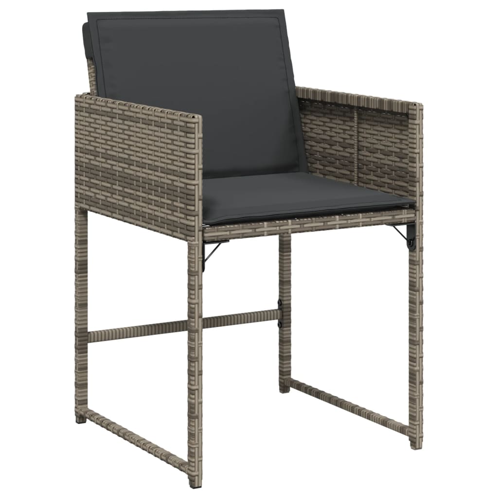 Set Da Pranzo Da Giardino 11pz Con Cuscini In Polyrattan Grigio - Image 4