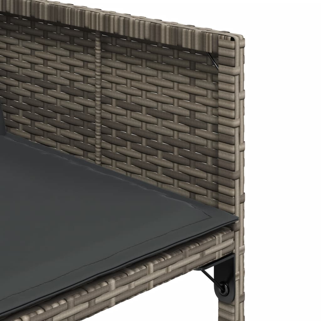 Set Da Pranzo Da Giardino 11pz Con Cuscini In Polyrattan Grigio - Image 6