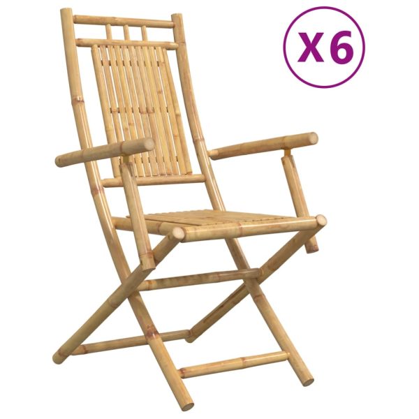 Sedie Da Giardino Pieghevoli 6 Pz 53x66x99 Cm In Bambù - Image 2