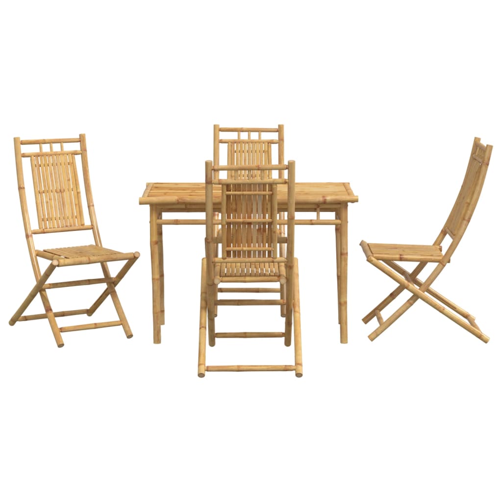 Set Da Pranzo Da Giardino 5 Pz In Bambù - Image 3