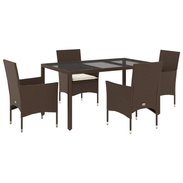Set Da Pranzo Da Giardino 5pz Con Cuscini Polyrattan E Vetro - Image 2