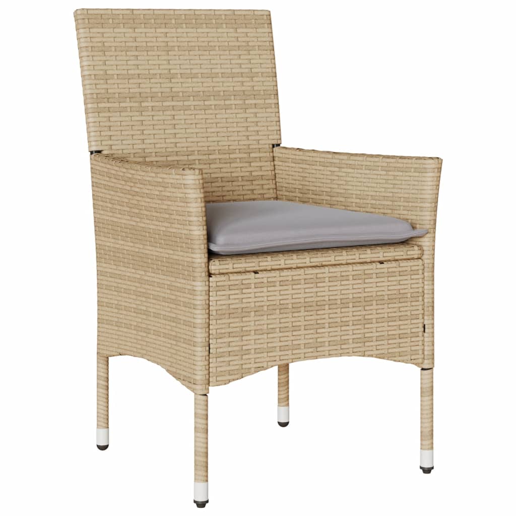 Set Da Pranzo Da Giardino 7 Pz Con Cuscini Polyrattan E Vetro - Image 3