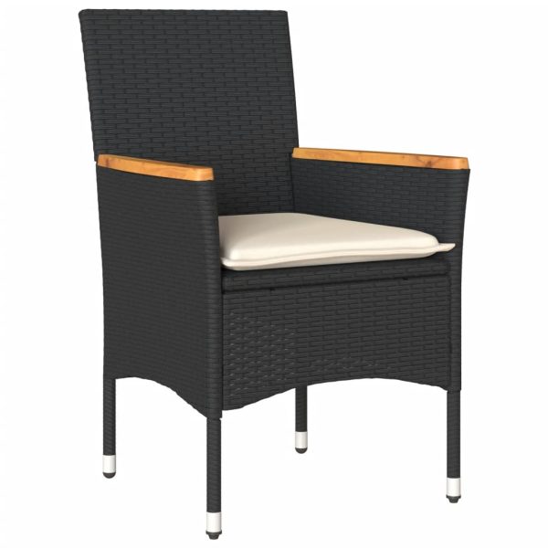 Set Pranzo Da Giardino 7 Pz Nero Con Cuscini Polyrattan Acacia - Image 3