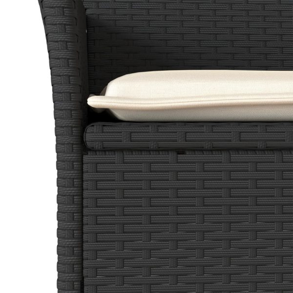 Set Pranzo Da Giardino 7 Pz Nero Con Cuscini Polyrattan Acacia - Image 5