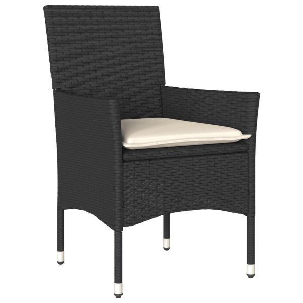 Set Pranzo Da Giardino 9 Pz Con Cuscini Nero Polyrattan Acacia - Image 3