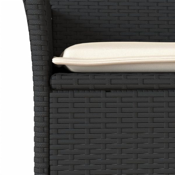 Set Pranzo Da Giardino 9 Pz Con Cuscini Nero Polyrattan Acacia - Image 5
