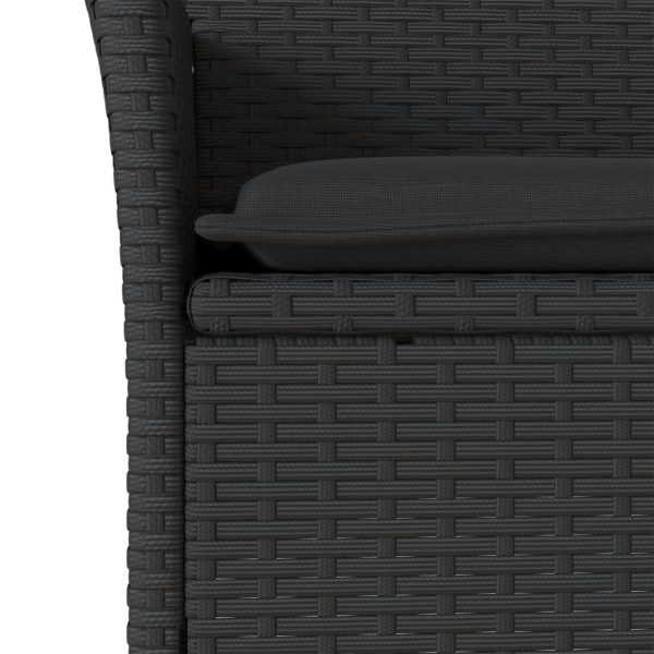 Set Pranzo Da Giardino 3 Pz Con Cuscini Nero Polyrattan Acacia - Image 5