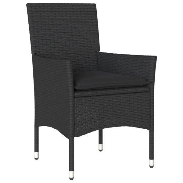 Set Pranzo Da Giardino 5 Pz Con Cuscini Nero Polyrattan Acacia - Image 3