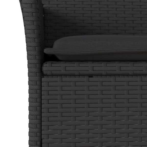 Set Pranzo Da Giardino 5 Pz Con Cuscini Nero Polyrattan Acacia - Image 5