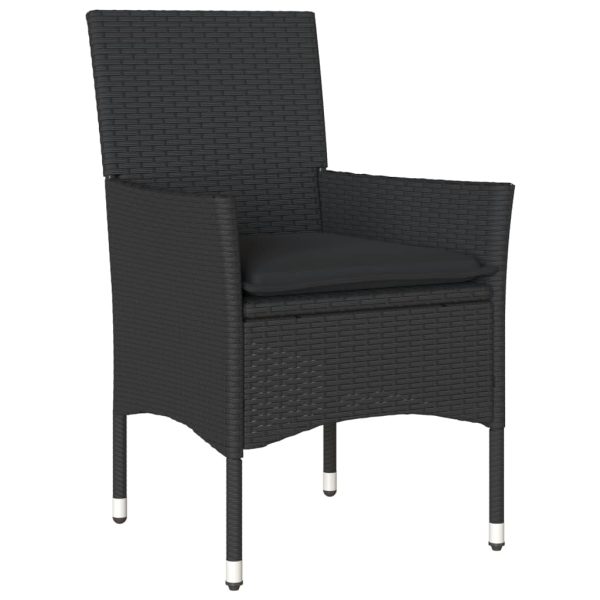Set Pranzo Da Giardino 5 Pz Con Cuscini Nero Polyrattan Acacia - Image 3