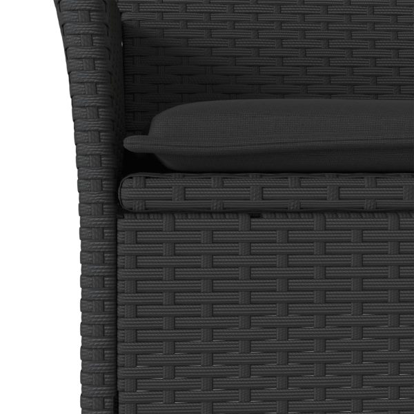 Set Pranzo Da Giardino 5 Pz Con Cuscini Nero Polyrattan Acacia - Image 5