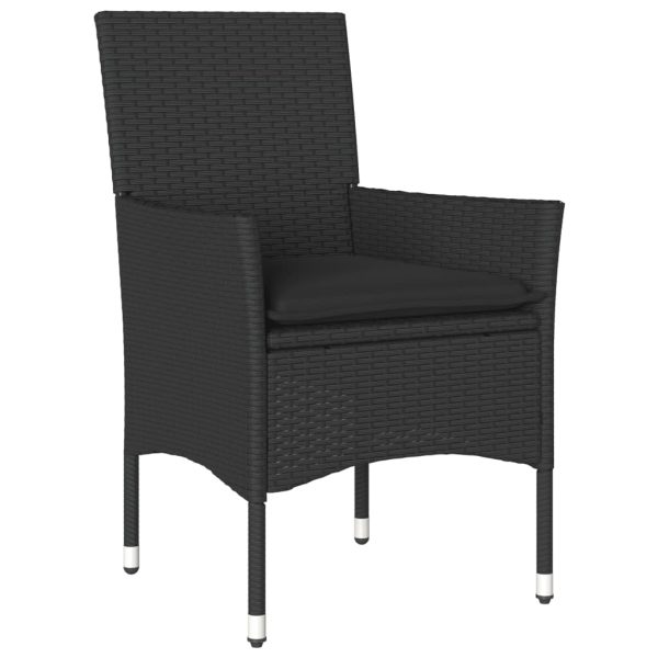 Set Pranzo Da Giardino 7 Pz Nero Con Cuscini Polyrattan Acacia - Image 3