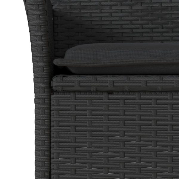Set Pranzo Da Giardino 7 Pz Nero Con Cuscini Polyrattan Acacia - Image 5