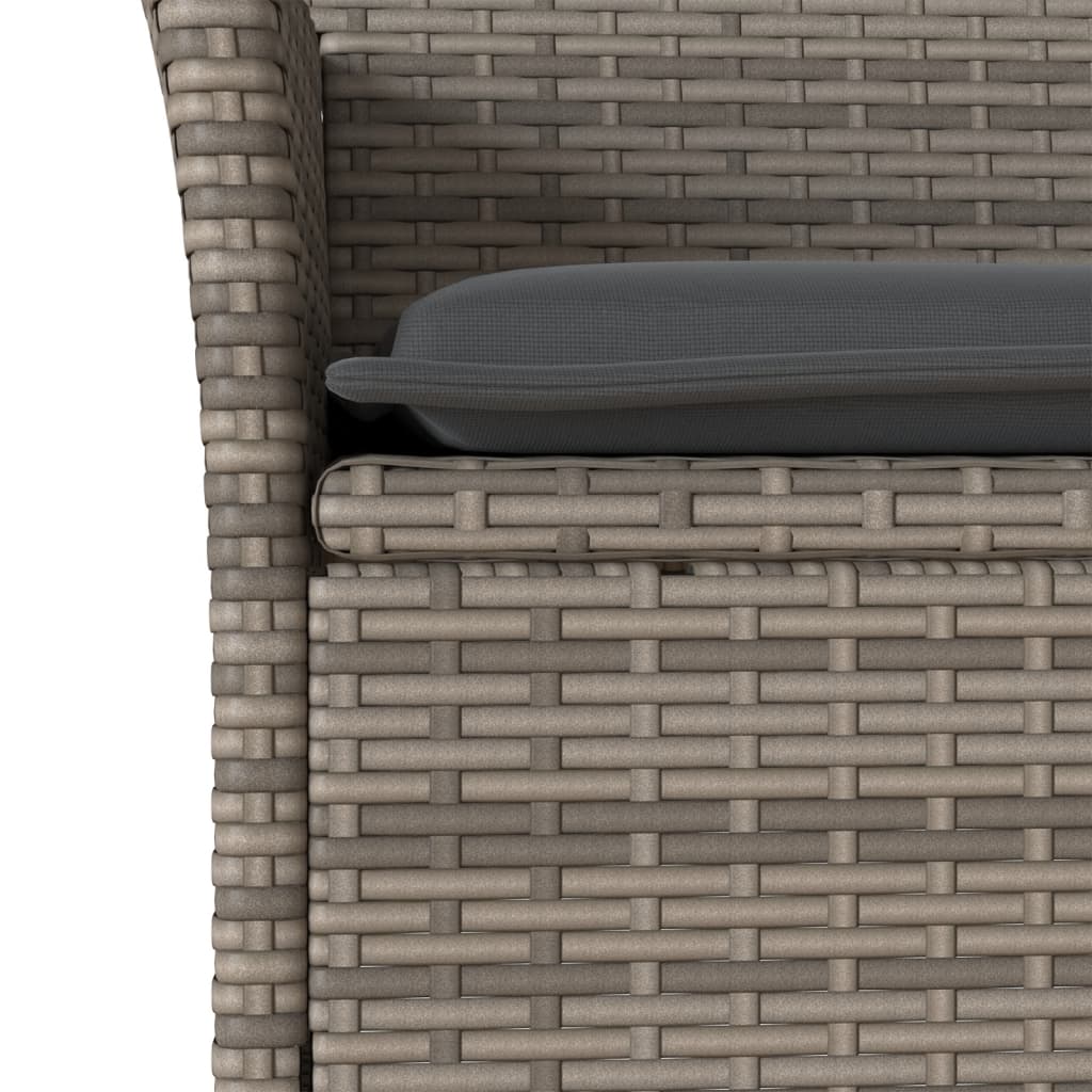 Set Pranzo Da Giardino 9pz Con Cuscini Polyrattan Acacia Grigio - Image 5