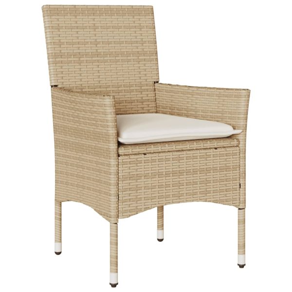 Set Pranzo Da Giardino 7 Pz Con Cuscini Beige Polyrattan Acacia - Image 3