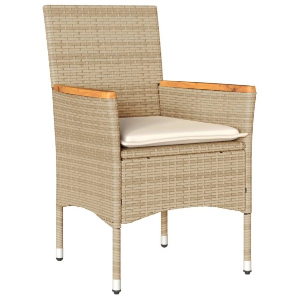Set Pranzo Da Giardino 3 Pz Con Cuscini Beige Polyrattan Acacia - Image 3