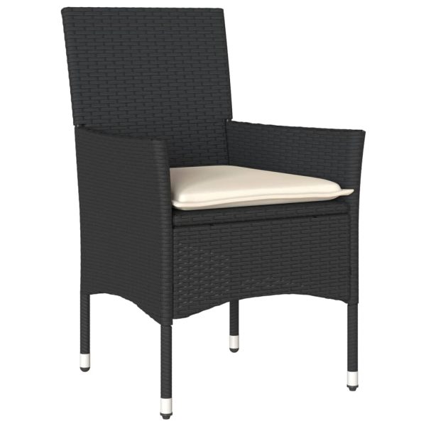 Set Pranzo Da Giardino 5 Pz Con Cuscini Nero Polyrattan Acacia - Image 3