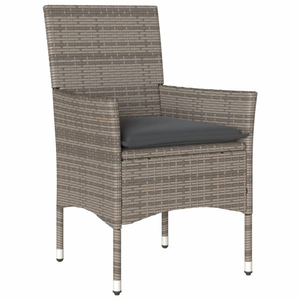 Set Pranzo Giardino 5 Pz Con Cuscini Grigio Polyrattan Acacia - Image 3