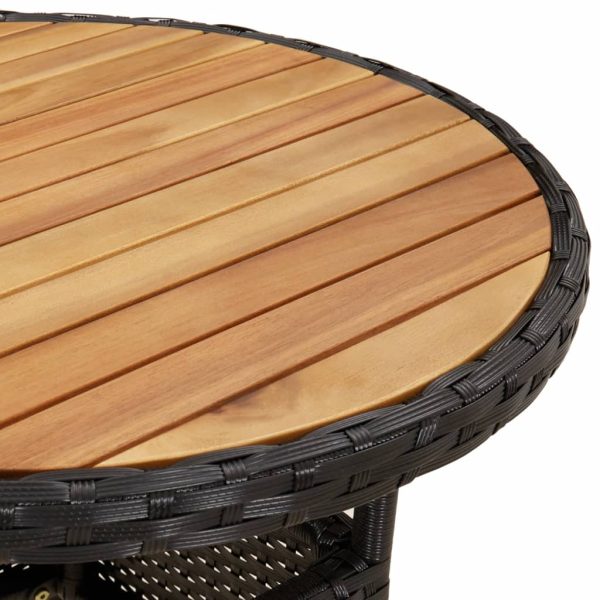 Set Pranzo Da Giardino 3 Pz Con Cuscini Nero Polyrattan Acacia - Image 6