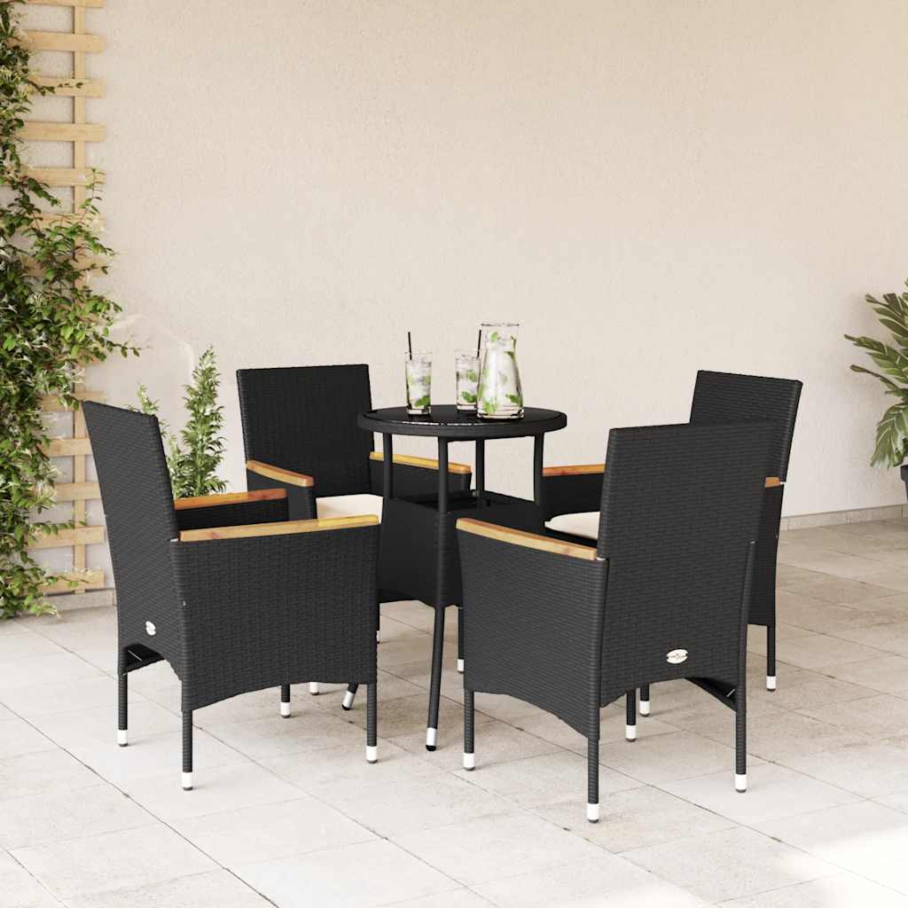 Set Da Pranzo Da Giardino Con Cuscini 5 Pz Polyrattan E Vetro