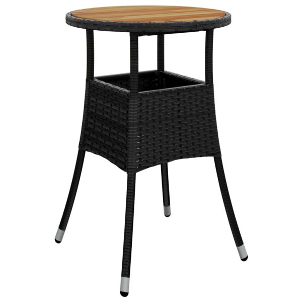 Set Pranzo Da Giardino 3 Pz Con Cuscini Nero Polyrattan Acacia - Image 4