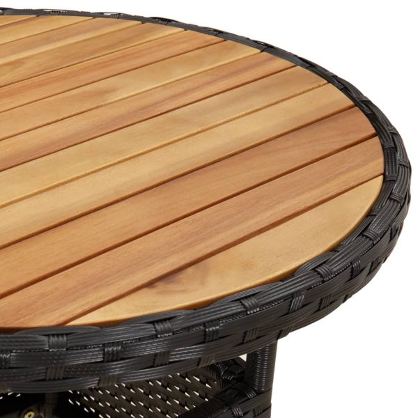 Set Pranzo Da Giardino 3 Pz Con Cuscini Nero Polyrattan Acacia - Image 6