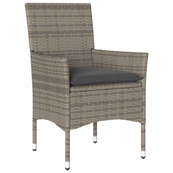 Set Pranzo Giardino 5 Pz Con Cuscini Grigio Polyrattan Acacia - Image 3