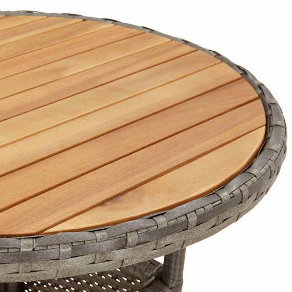 Set Pranzo Giardino 5 Pz Con Cuscini Grigio Polyrattan Acacia - Image 6