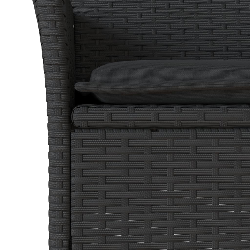Set Da Bistrò 3 Pz Con Cuscini Nero Polyrattan E Vetro - Image 5