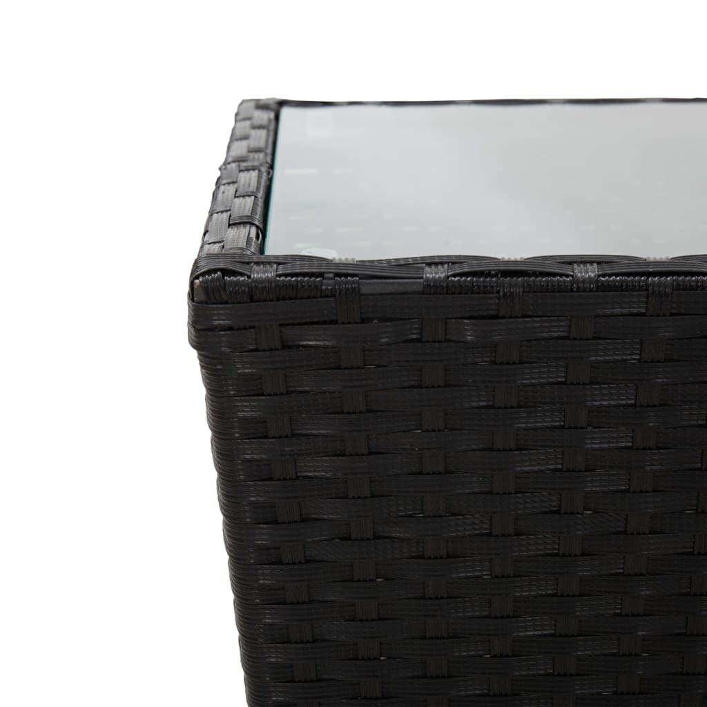 Set Da Bistrò 3 Pz Con Cuscini Nero Polyrattan E Vetro - Image 6