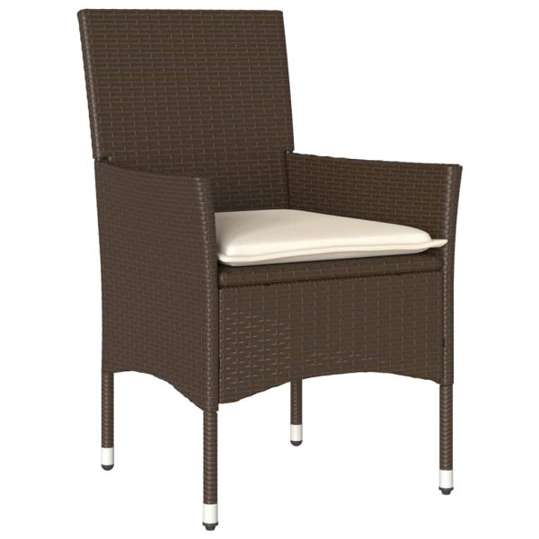 Set Bistrò 3 Pz Con Cuscini Marrone Polyrattan E Vetro - Image 3