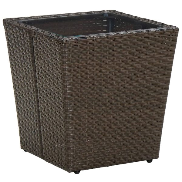 Set Bistrò 3 Pz Con Cuscini Marrone Polyrattan E Vetro - Image 4