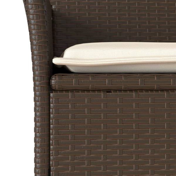 Set Bistrò 3 Pz Con Cuscini Marrone Polyrattan E Vetro - Image 5