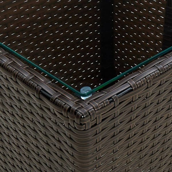 Set Bistrò 3 Pz Con Cuscini Marrone Polyrattan E Vetro - Image 6