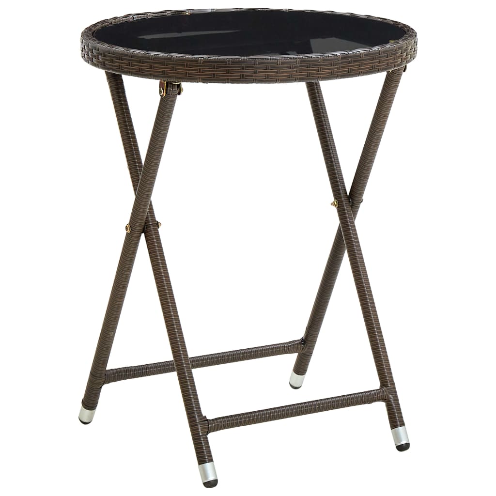 Set Bistrò 3 Pz Con Cuscini Marrone Polyrattan E Vetro - Image 4