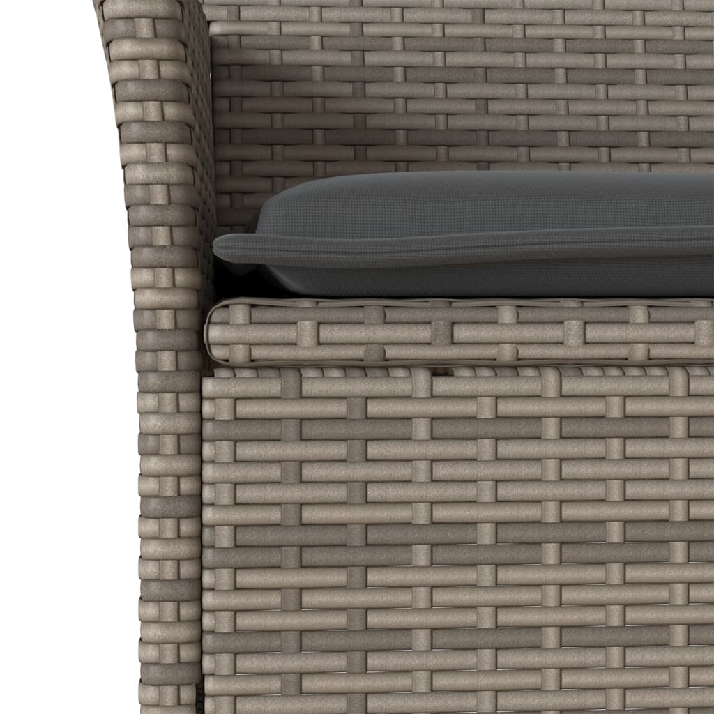 Set Da Bistrò 3 Pz Con Cuscini Grigio Polyrattan E Vetro - Image 5