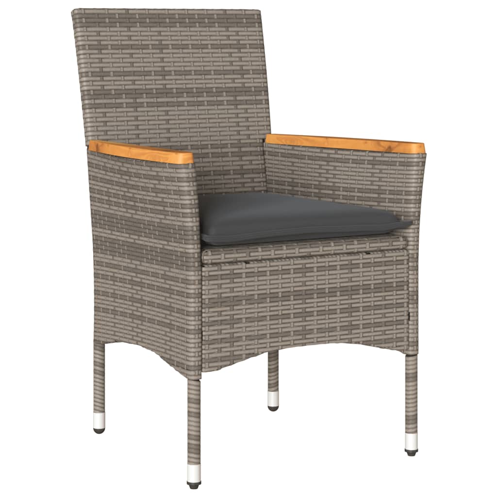 Set Da Bistrò 3 Pz Con Cuscini Grigio Polyrattan Acacia - Image 3