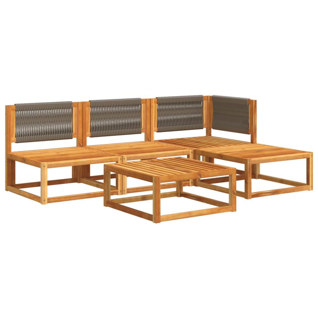 Set Divano Da Giardino 5 Pz Con Cuscini Legno Massello Acacia - Image 3