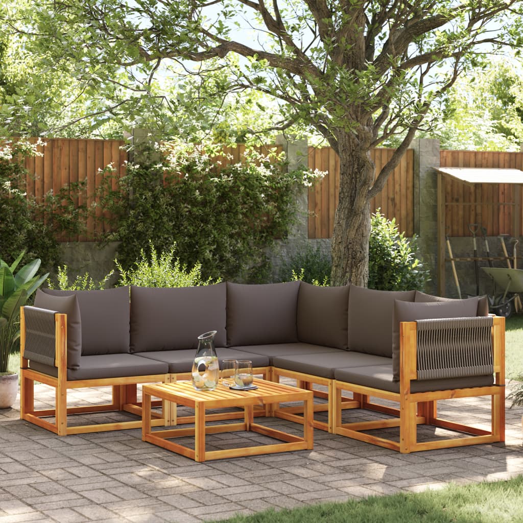Set Divano Da Giardino 6 Pz Con Cuscini In Massello Di Acacia