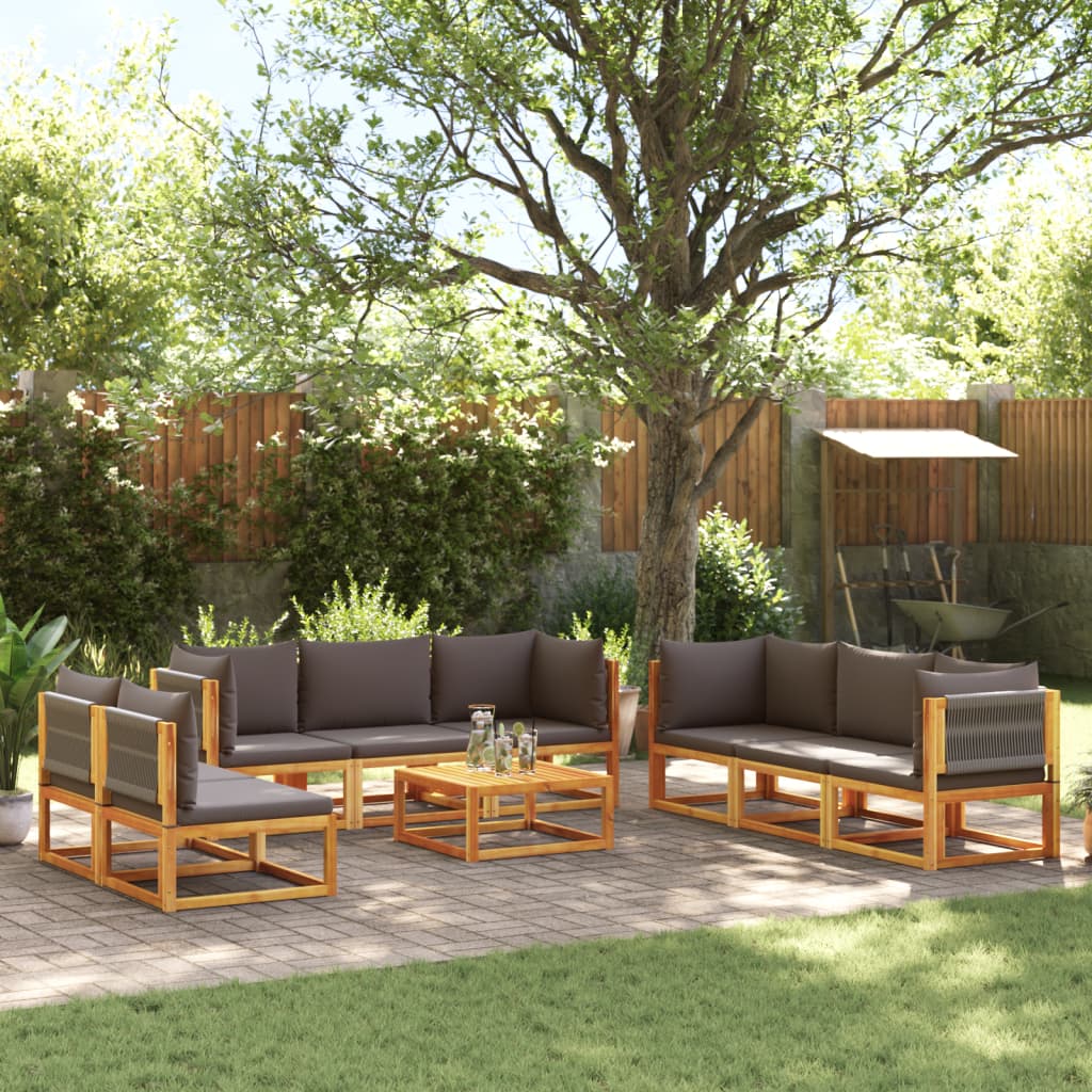 Set Divano Giardino 9 Pz Con Cuscini Legno Massello Di Acacia