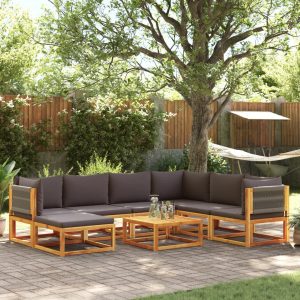 Set Divano Da Giardino 8pz Con Cuscini Legno Massello Di Acacia