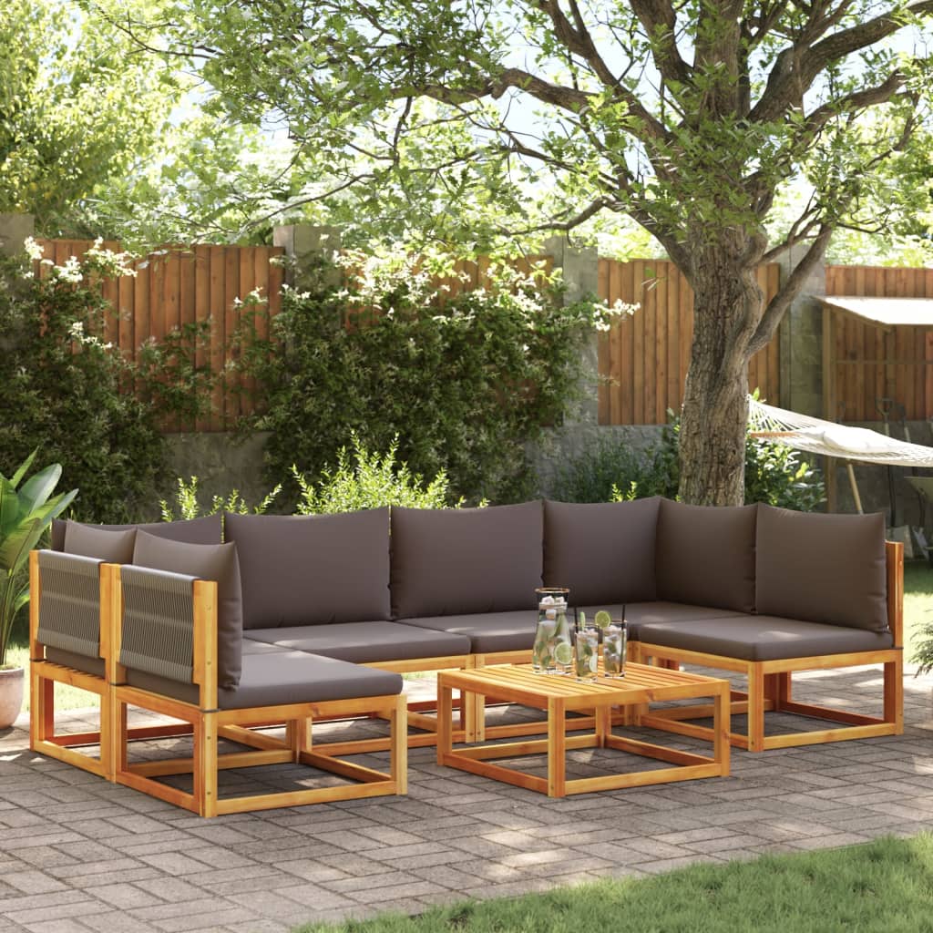 Set Divano Da Giardino 7 Pz Con Cuscini Legno Massello Acacia