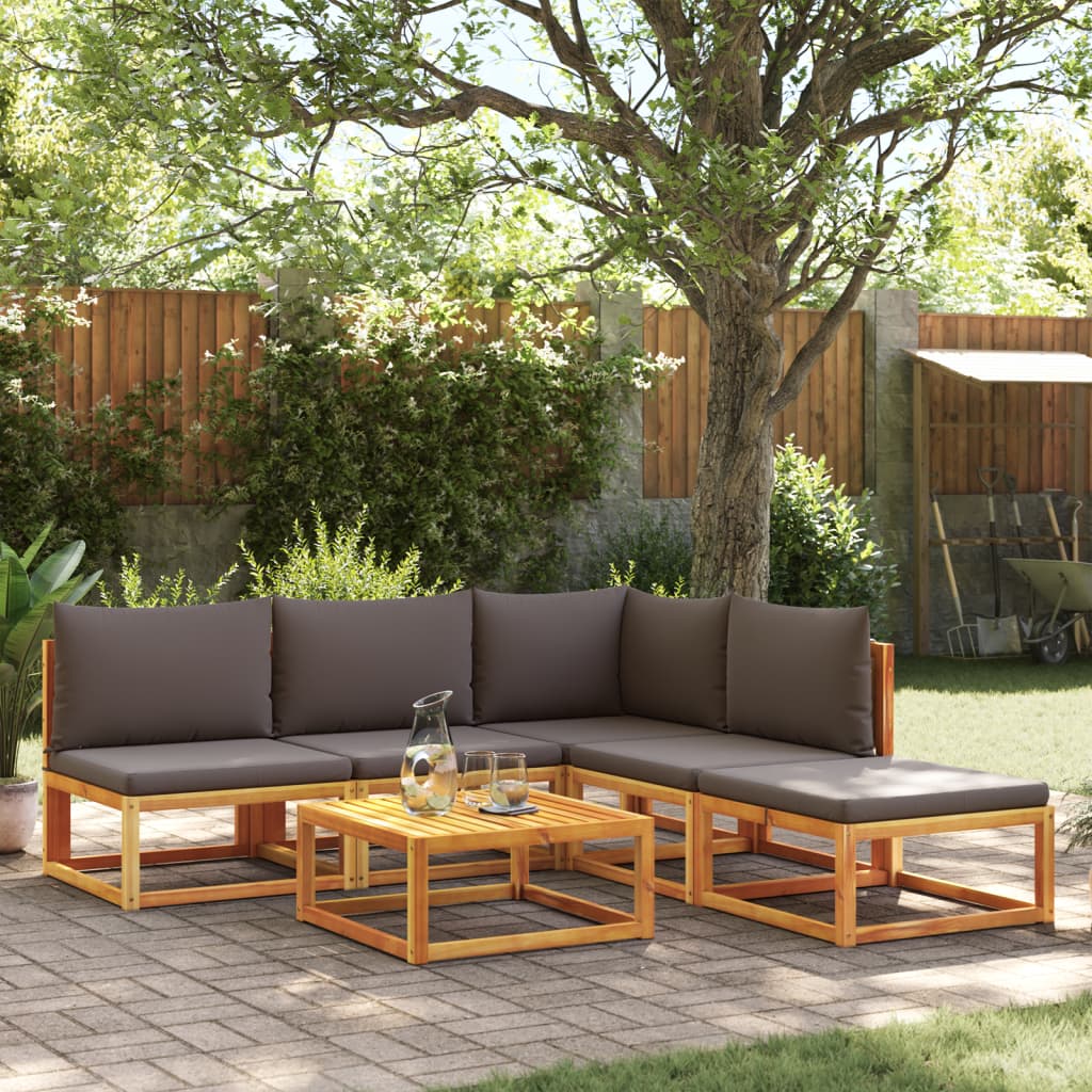 Set Divano Da Giardino 6 Pz Con Cuscini In Massello Di Acacia