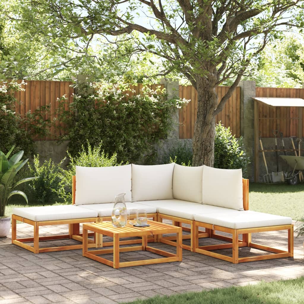 Set Divano Da Giardino 6 Pz Con Cuscini In Massello Di Acacia