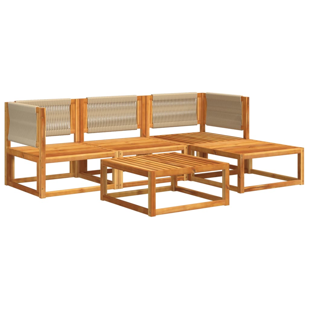 Set Divano Da Giardino 5 Pz Con Cuscini Legno Massello Acacia - Image 3