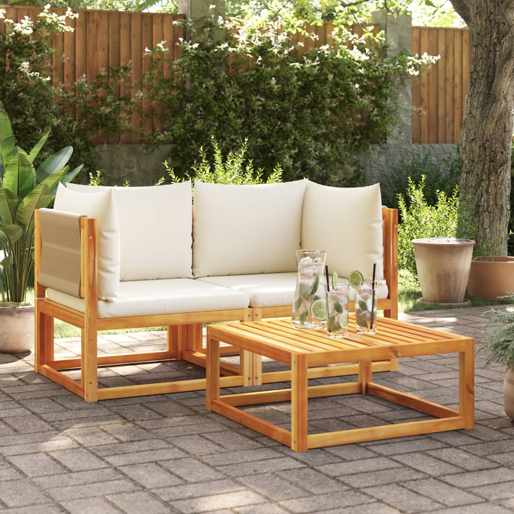 Divani Angolari Da Giardino Con Cuscini 2pz Massello Acacia